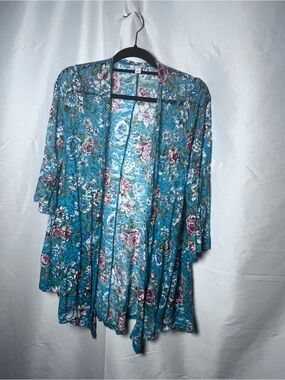 Floral Teal Women's Sleepwear Kimono